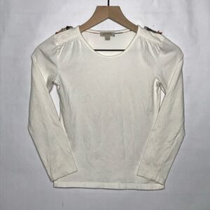 Authentic Burberry Youth Girls Nova Check White Long Slv Shirt Size 10